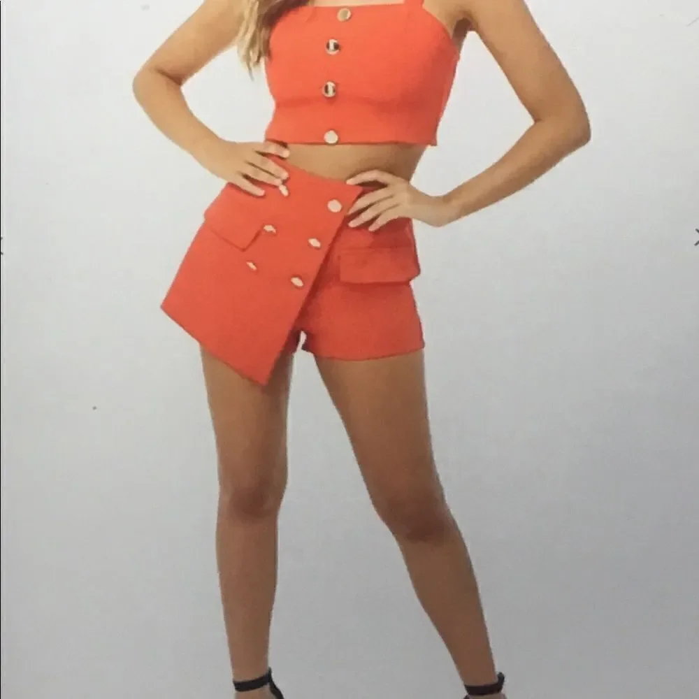 NWT~Button Front Crop Cami Top & Skort Set Sz L